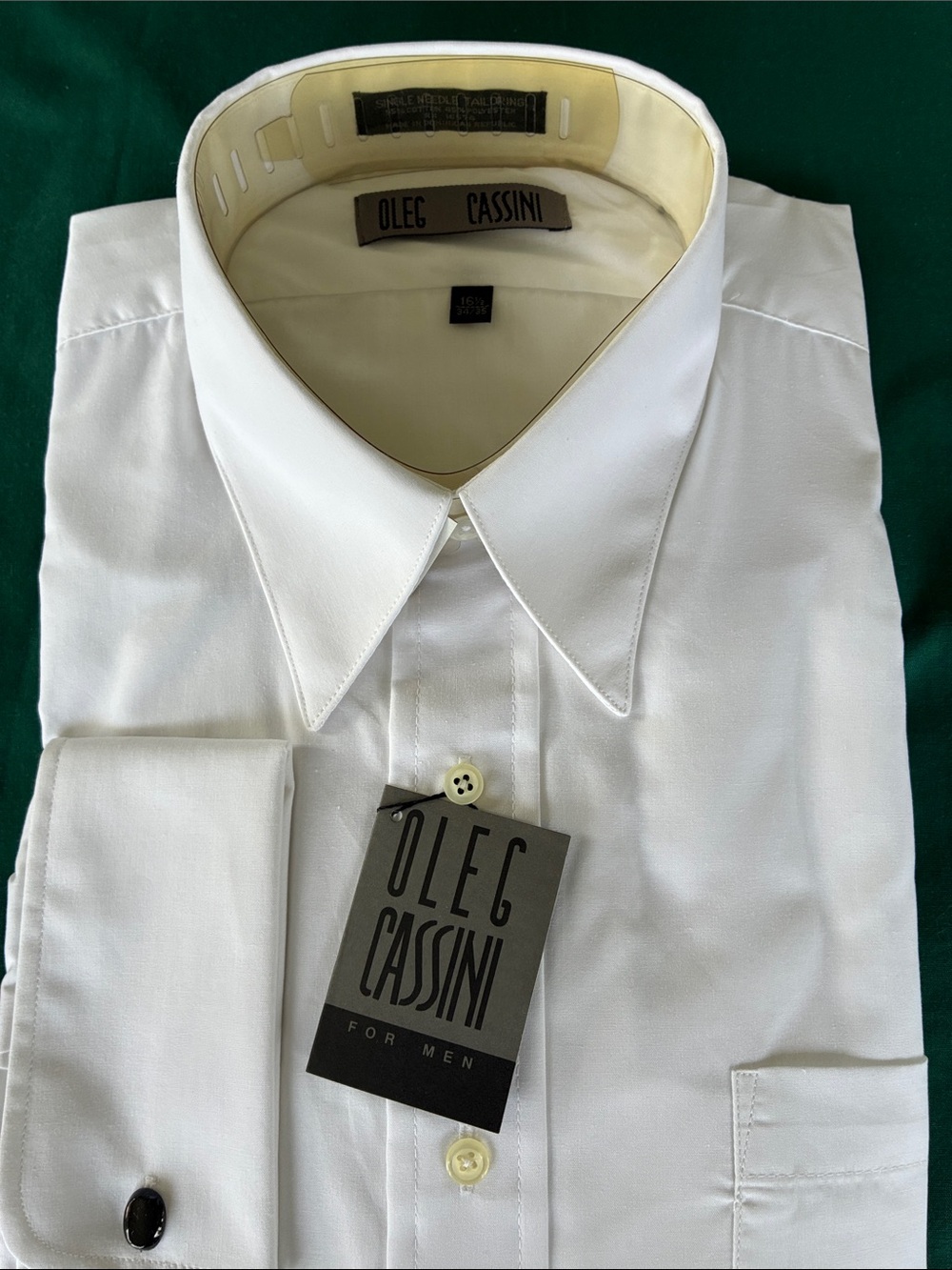 Oleg Cassini Men’s White Point-Collar Dress Shirt